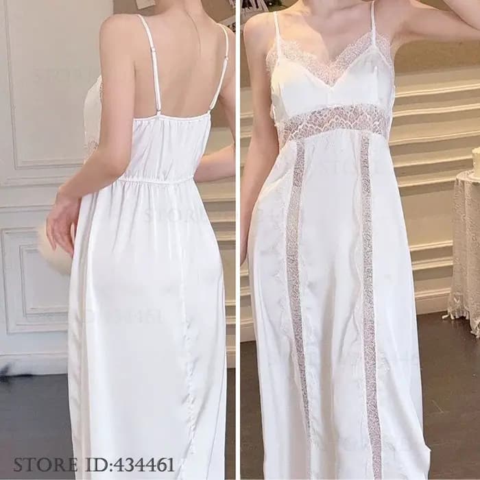 Femmes longue Twinset Robe ensemble Sexy dentelle garniture mariage peignoir Kimono