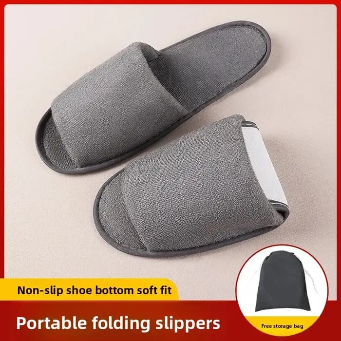 Pantoufles en tissu portables de voyage pliables, pantoufles en tissu silencieuses antidérapantes po