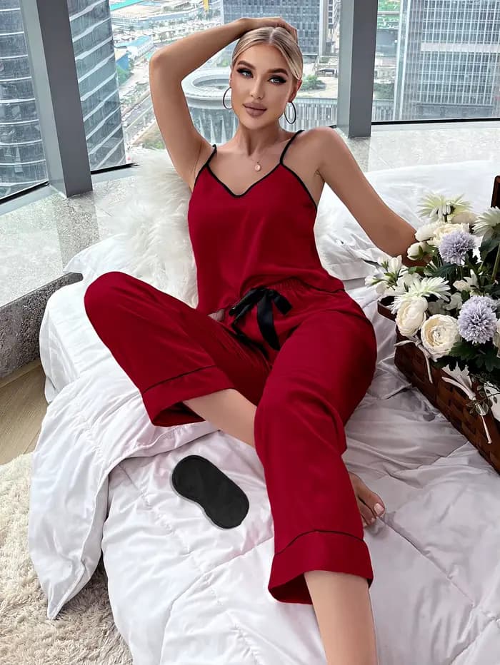Pyjama à Bretelles et Jambes Droites pour Maison