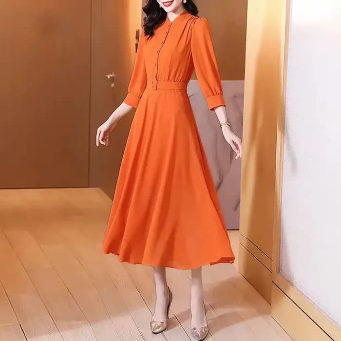 Robe mi-longue vintage à manches trois quarts pour femmes, robe de soirée pour dames, style bohème,