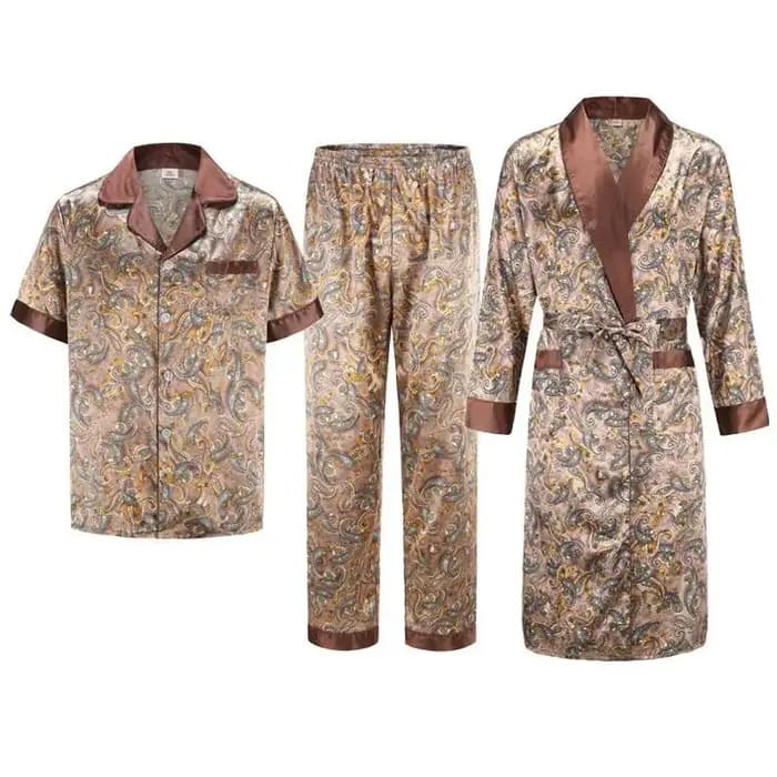 Peignoir avec poche en soie glacée pour homme