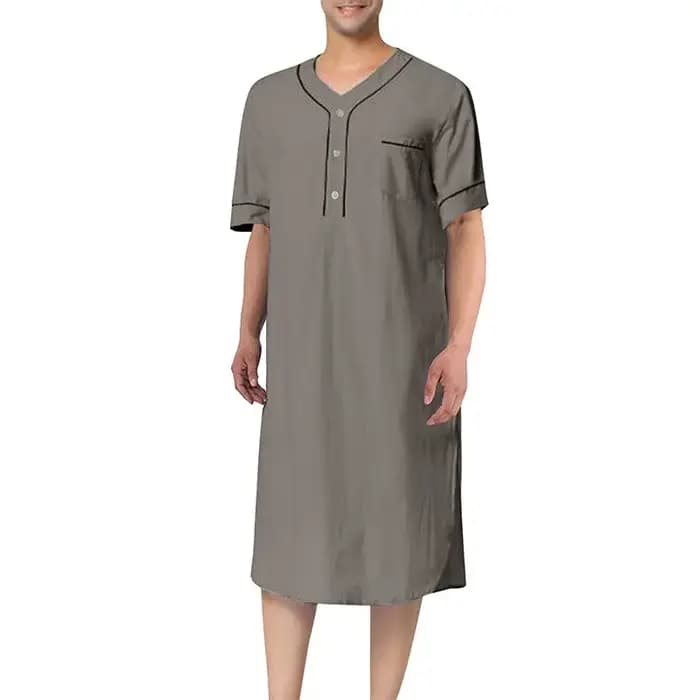 Pyjama d'été à manches courtes et col en v pour homme