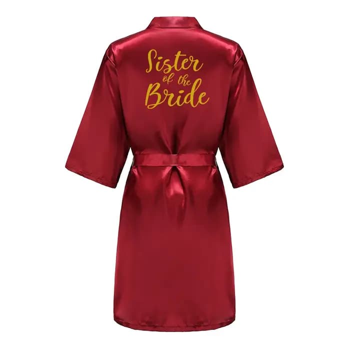 Peignoir Bordeaux avec Lettres Dorées pour Femme