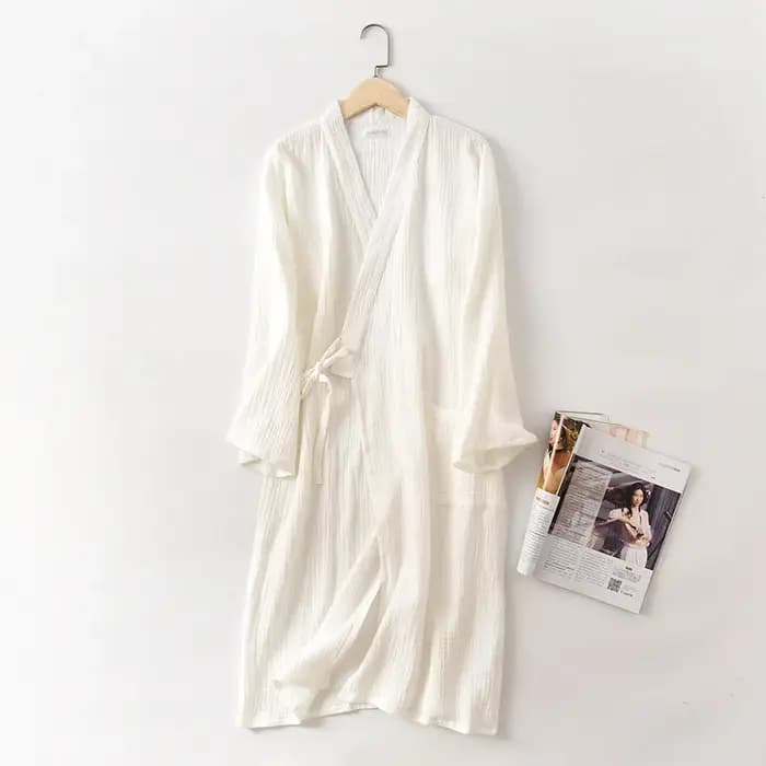 Nouveau printemps et automne japonais kimono robe couple coton crêpe peignoir hommes et femmes