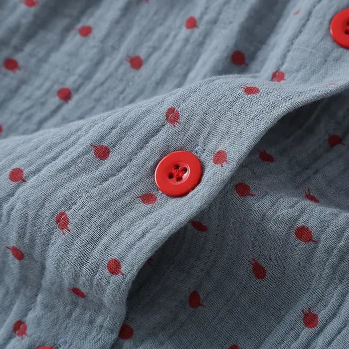 Pyjama à manches longues en coton imprimé à pois pour femmes