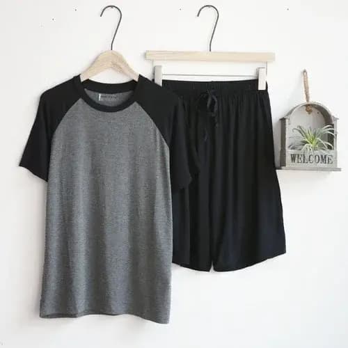 Pyjama d'été en modal pour hommes, section fine, short ample à manches courtes, peut être porté à l'