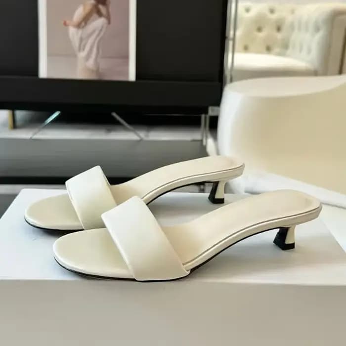 Pantoufles Peep Parker en cuir véritable pour femmes, nouvelles mules à une bande, chaussures d'été