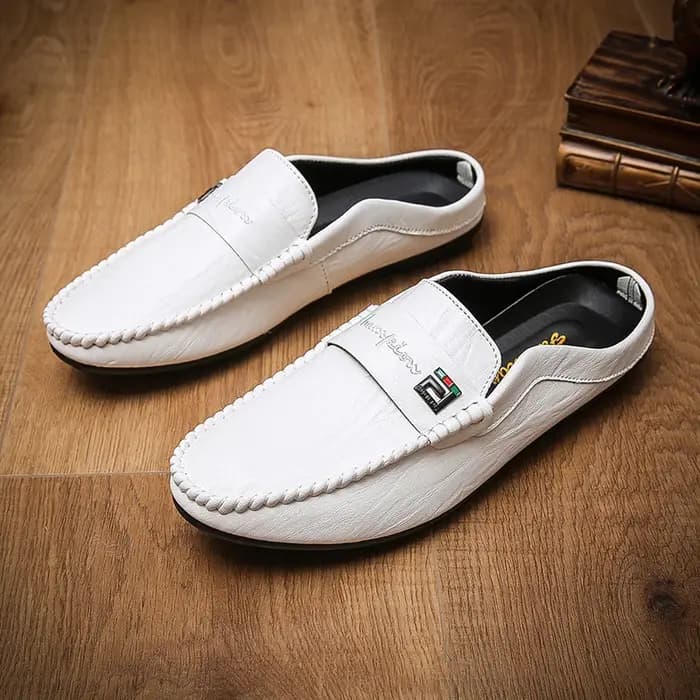 Pantoufles d'Niken Cuir pour Homme, Mocassins, Souples, Confortables, Noires, Plates, pour Chambre à