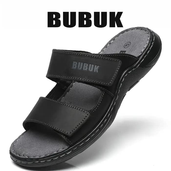 Bubuk Pantoufles à enfiler en cuir véritable pour hommes