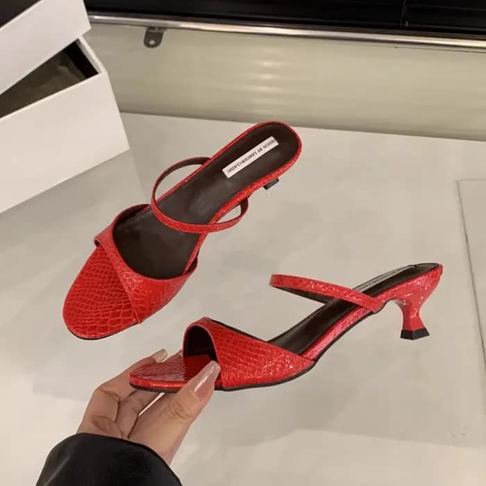SUOJIALUN 2025 été nouvelle marque femmes pantoufle mode peu profond sans lacet bout ouvert dames diapositives mince talon bas robe pompes chaussures