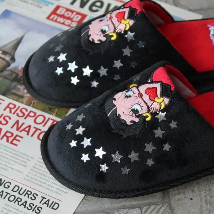 Betty Boop Anime Pantoufles en peluche pour femmes