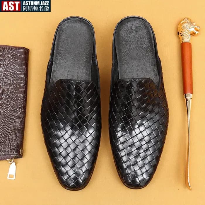Pantoufles en cuir véritable pour hommes