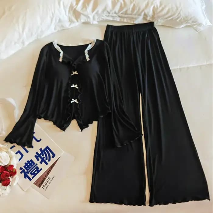 Pijama Feminina nouveau Modal coussin de poitrine ensemble 2 pièces Femme à manches longues pyjama ensembles