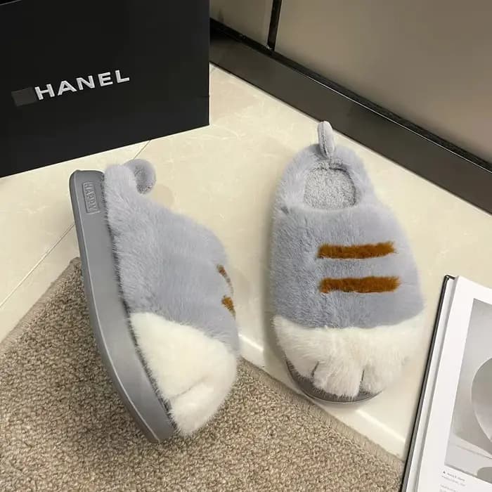 Nouvelles pantoufles adorables en forme de patte de chat pour femmes
