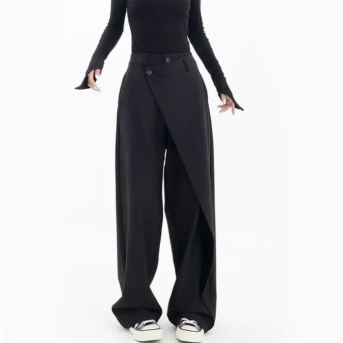 Pantalon large taille haute irrégulier pour femme, Y2K, mode estivale, patchwork décontracté, monoch