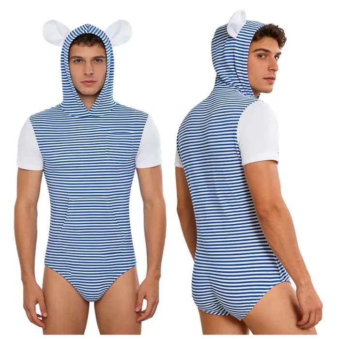 Pyjamas Combinaisons Homme Boutonnées à Rayures Manches Longues Confortables Décontractées Ajustées Sous-vêtements Adultes