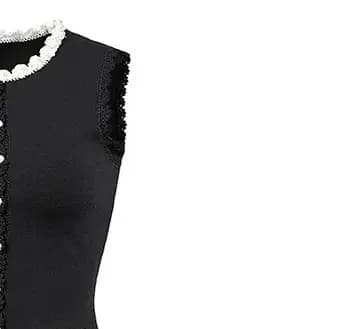Robe tricotée à col rond pour femmes, sans manches, décoration tricotée, slim, couleur contrastée, d