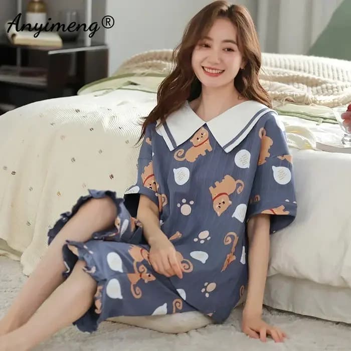 Capris-Pyjama d'été en coton pour femme