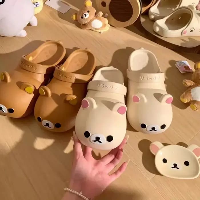 Chaussures d'été à enfiler avec trou d'ours, antidérapantes, mignonnes pantoufles d'extérieur portab