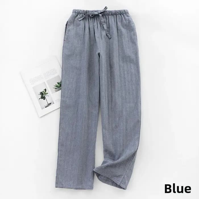Pantalon de pyjama en coton pour hommes, couleur unie, coupe ample, minimaliste, léger, pour le prin