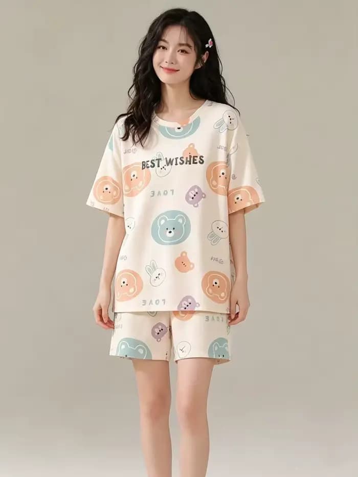 Pyjama pour femmes, ensemble deux pièces décontracté