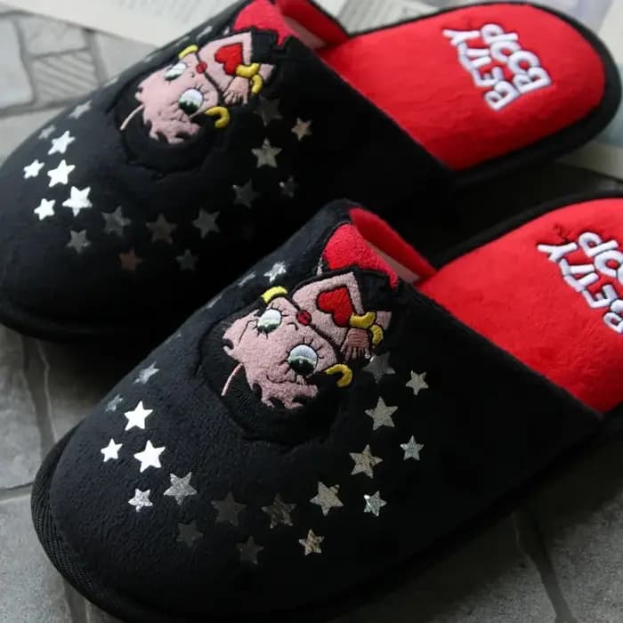 Betty Boop Anime Pantoufles en peluche pour femmes