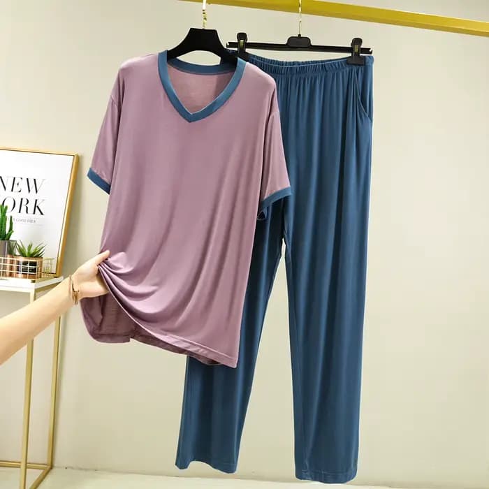 Pyjama pour femme, nouveau modèle, manches courtes, pantalon, ensemble 2 pièces, vêtements de nuit e