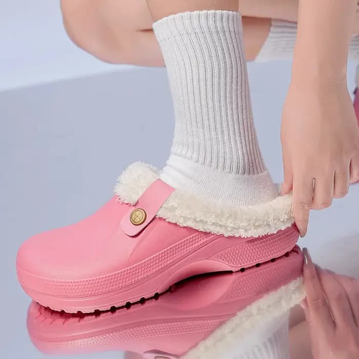 Pantoufles en fourrure en peluche imperméables pour hommes et femmes