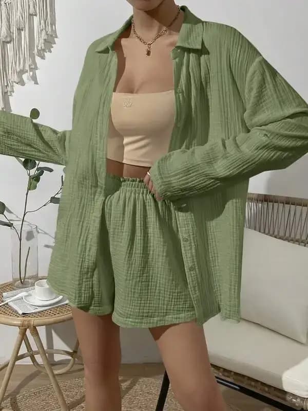 Ensemble 2 pièces en mousseline de gaze 100% coton pour femmes