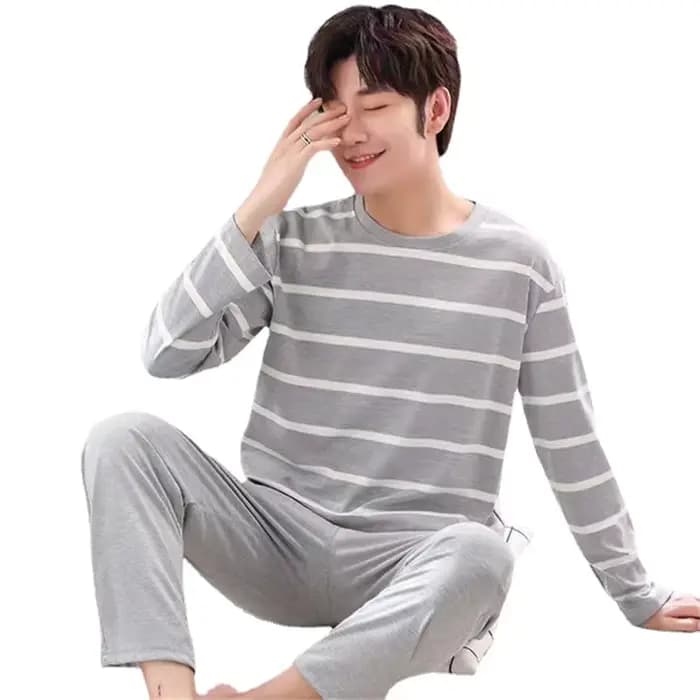 Pyjamas décontractés pour hommes-ensemble de pyjama léger à manches longues printemps/automne pour hommes jeunes et d'âge moyen en automne/hiver