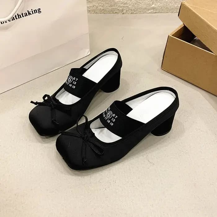 Nouvelles pantoufles d'été à pois avec nœud papillon et talon haut, style britannique tendance, à en