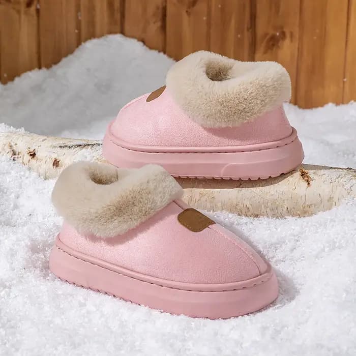 Pantoufles d'intérieur chaudes à semelle épaisse et souple pour femme