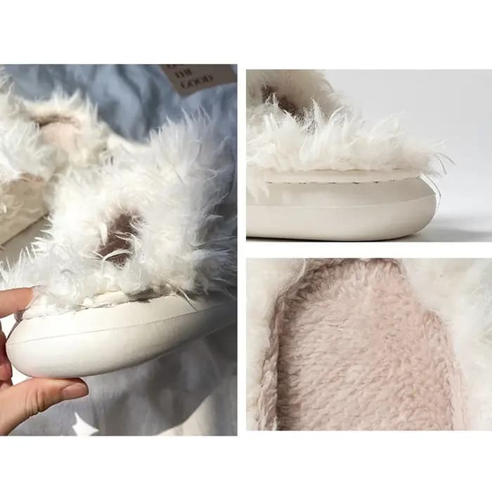 Chien chiot pantoufle femmes maison thermique floue mignon hiver chaud fourrure en peluche intérieur paresseux femme