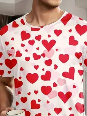 Ensemble de pyjama pour homme avec imprimés en forme de cœur