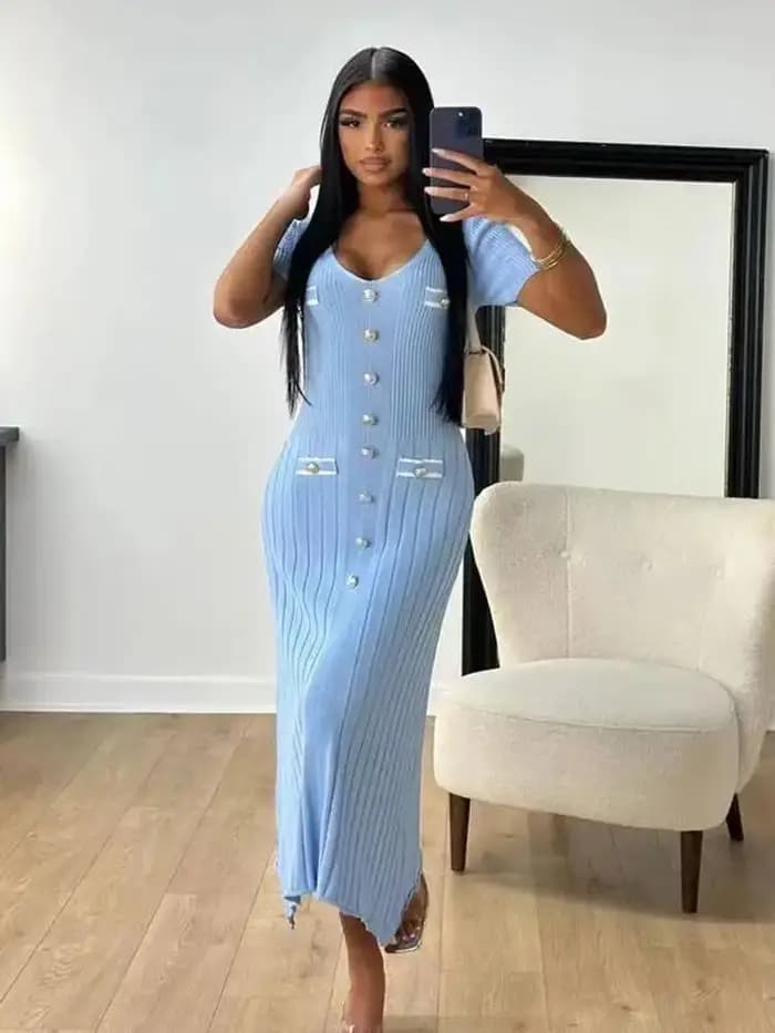 Robe longue tricotée élégante pour femmes