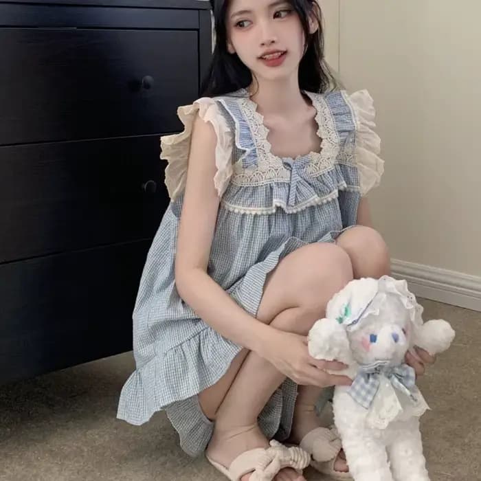 Ensemble de pyjama à volants de style japonais pour femmes