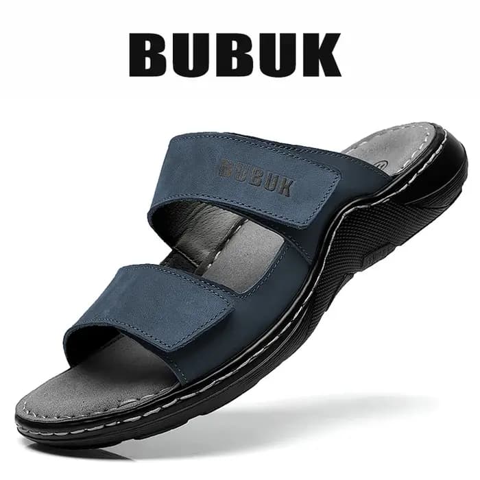 Bubuk Pantoufles à enfiler en cuir véritable pour hommes