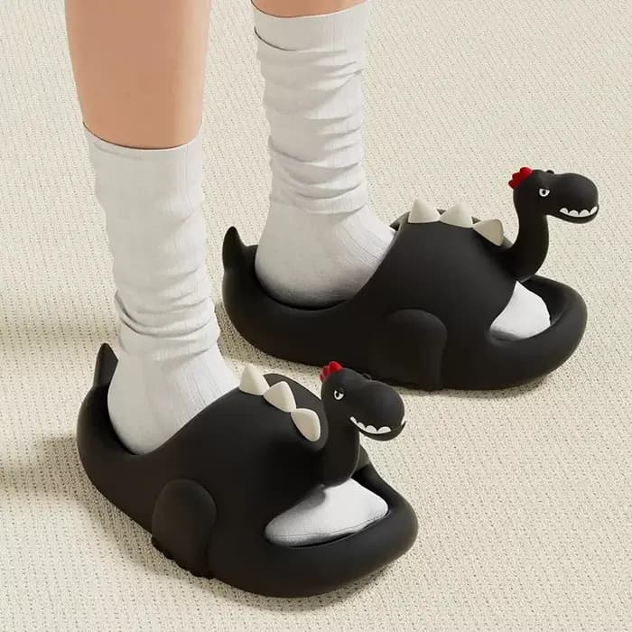 Pantoufles d'été en forme de dinosaure pour femmes