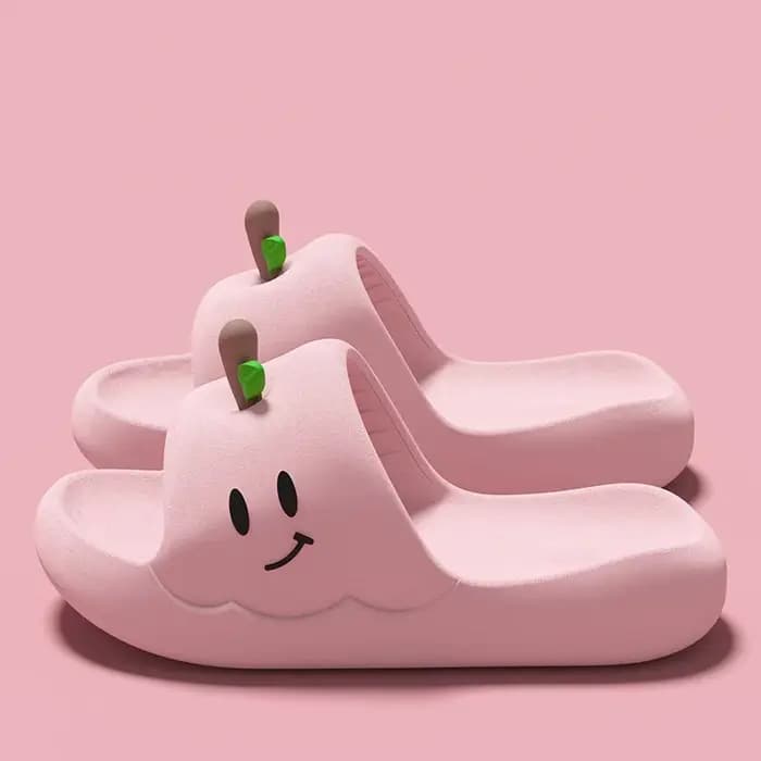 Pantoufles d'intérieur épaisses en EVA motif pomme de dessin animé pour femme