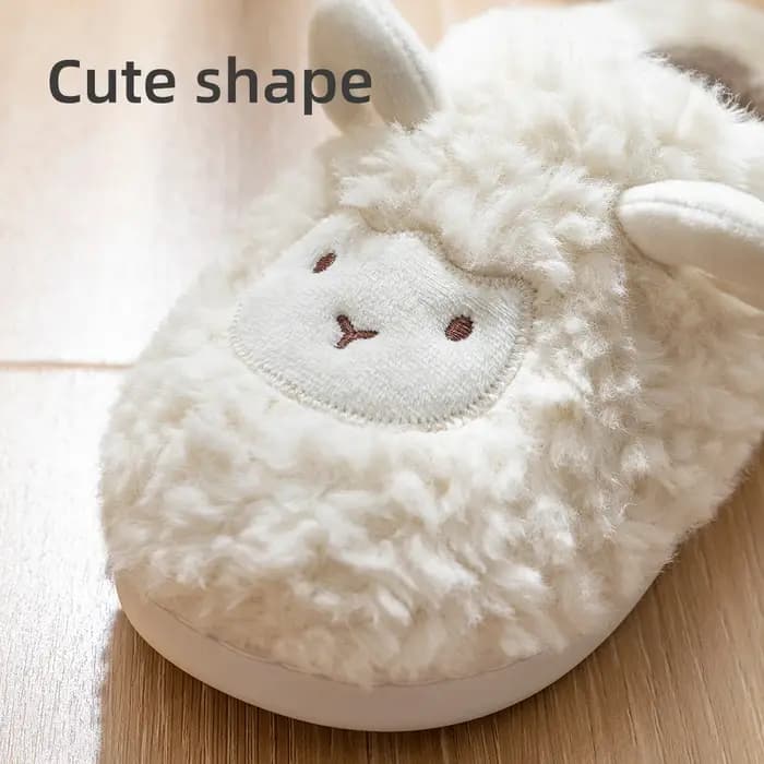 Pantoufles d'hiver en peluche de mouton de dessin animé pour femmes et hommes