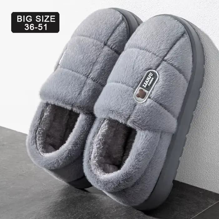 Chaussons pour hommes hiver couleur unie talons enveloppants pantoufles en peluche antidérapant chaud femmes