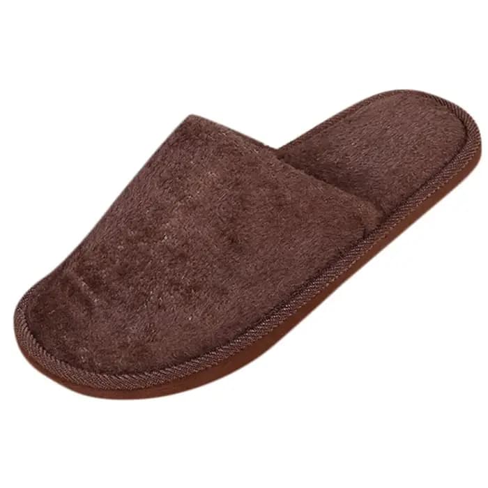 Pantoufles de maison en peluche de couleur unie pour hommes et femmes