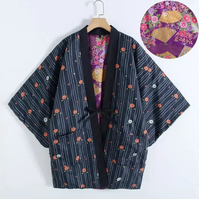 Hanten – veste d'hiver pour femmes, style japonais, à lacets, vêtements amples de style asiatique, v