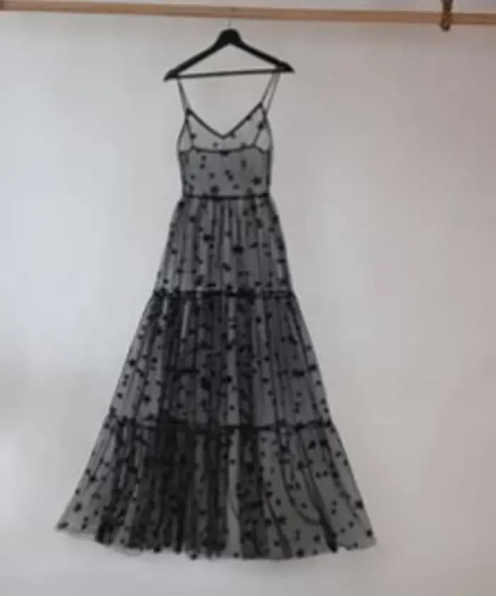 Robe Maxi Taille Haute Transparente en Maille pour Femme