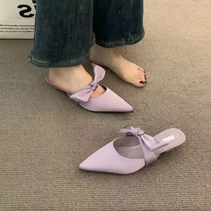 Demi-pantoufles en Satin à bout pointu pour femmes