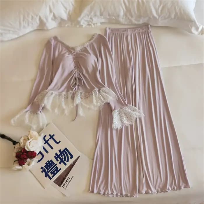 Ensemble pyjama princesse en dentelle pour femmes