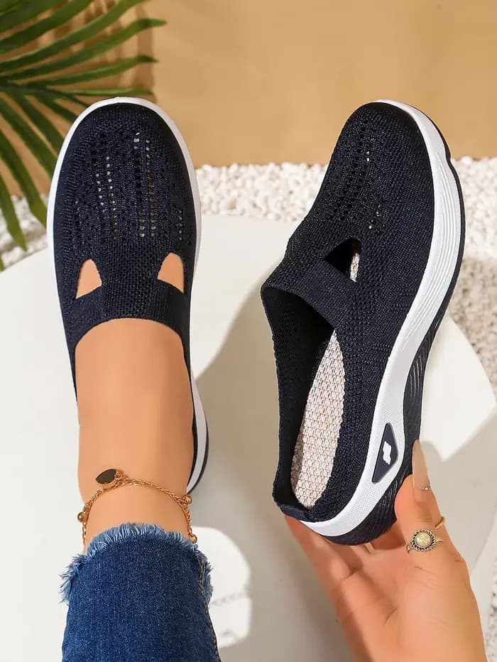 Femmes chaussures été nouveau sans lacet en plein air portable pantoufles respirant maille creux fond souple confortable