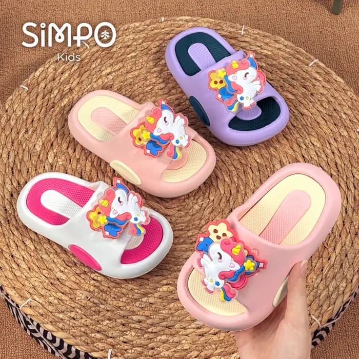 Licornes rotatives été mignon fille pantoufles semelle souple et épaisse anti-dérapant enfant en bas âge diapositives enfants sans lacet chaussures