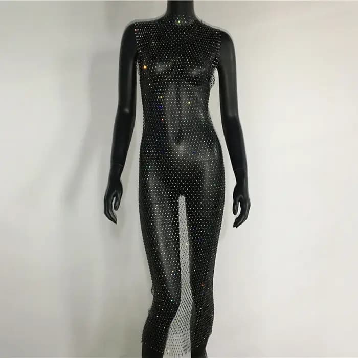 Robe transparente Sexy avec strass brillants