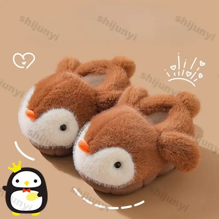 Mignon pingouin garçons filles coton pantoufles 2025 nouvelle mode d'hiver enfants Eva